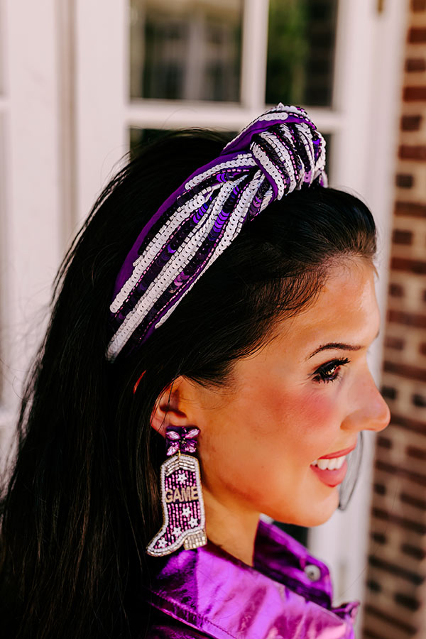 Ultimate Purple/White Sequin Game Day Headband