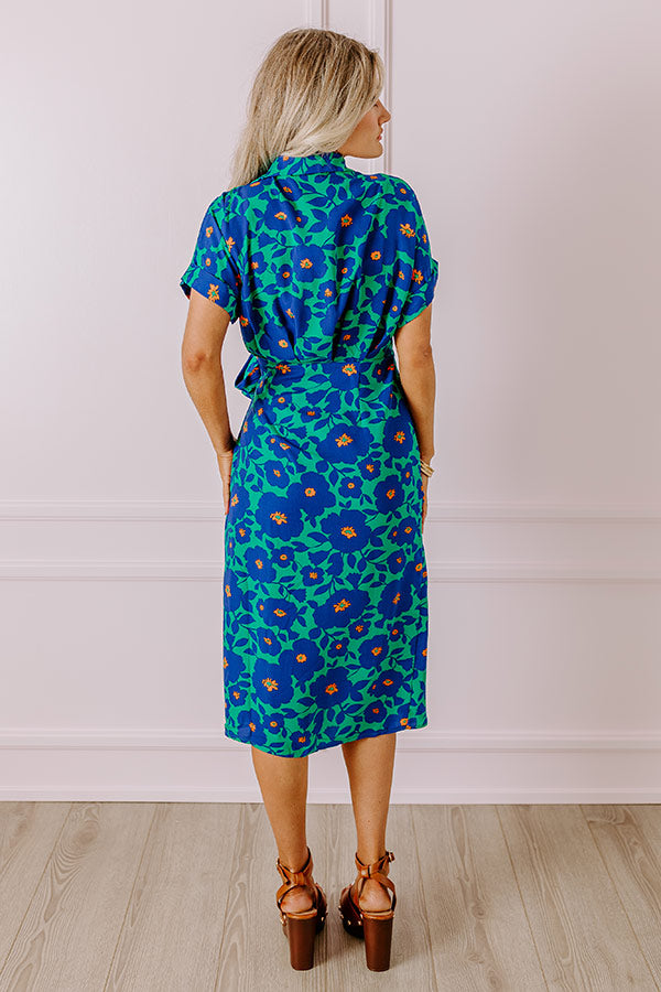 Premium Botanical Garden Wrap Dress in Green | Ultimate Floral Elegance