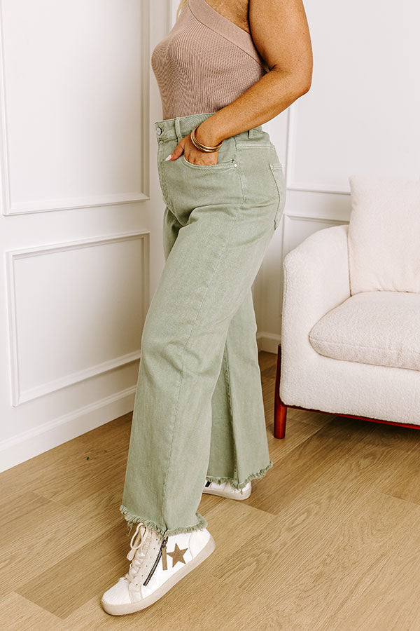 Ultimate Sage Curves Wide Leg Jeans by Risen Iris