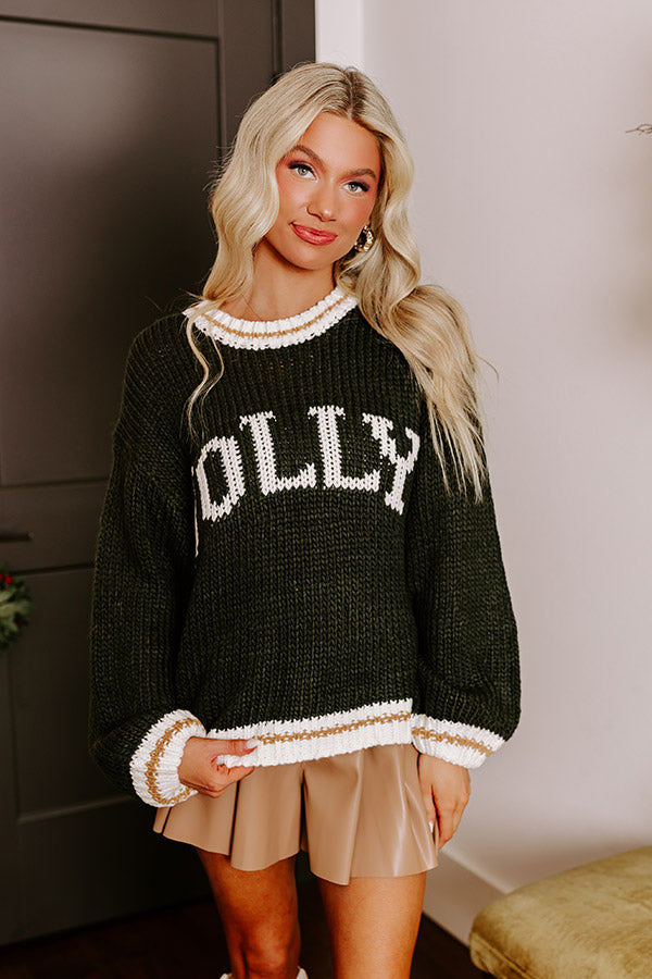 Premium Holiday Vibes Knit Sweater - Jolly Hunter Green