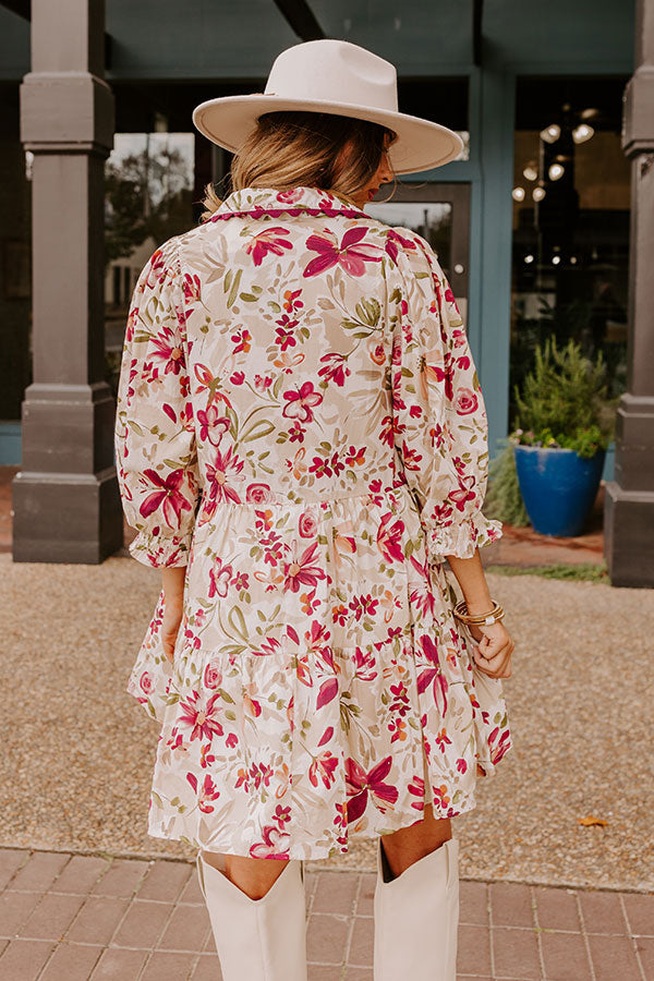 Premium Sangria Sippin' Floral Mini Dress - Ultimate Effortless Chic