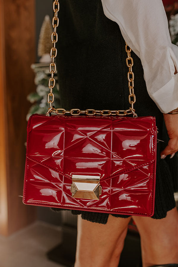 Premium Quilted Patent Purse - Ultimate Red Chic