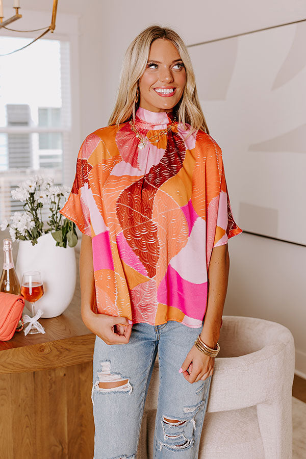 Premium Venice Date Night Shift Top in Vibrant Orange