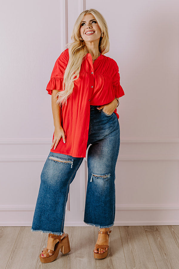 Premium Summer Breeze Shift Top - Red Curves | Flowy & Flattering