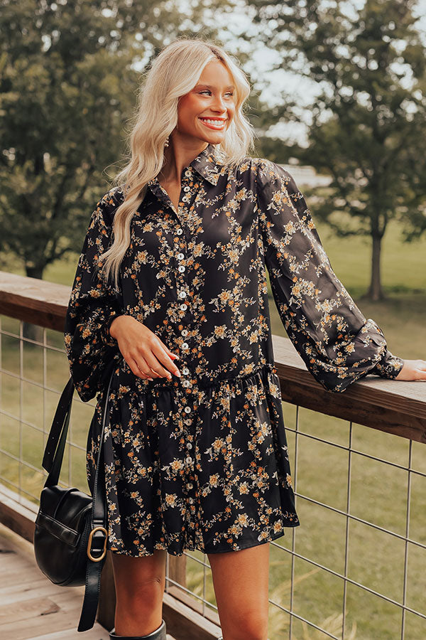 Premium Chrysanthemum Whisper Floral Mini Dress