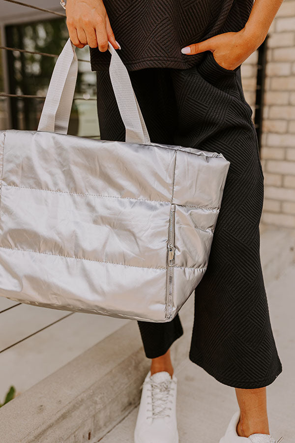 Ultimate Silver Puffer Tote - Your Stylish Weekend Companion