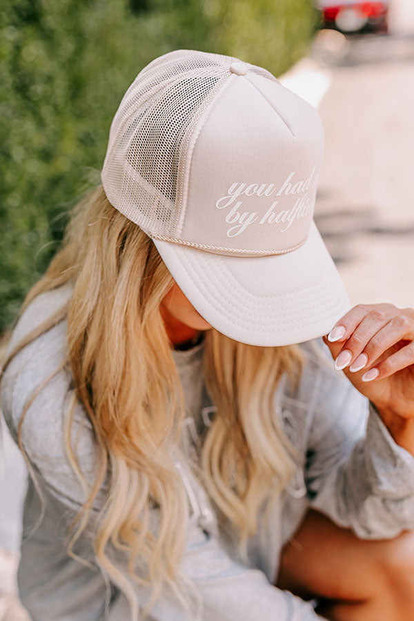 Premium Game Day Trucker Hat - 'You Had Me By Halftime' in Beige