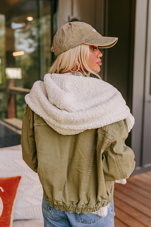 Premium Sherpa-Lined Denim Jacket in Olive - Ultimate Fall Style