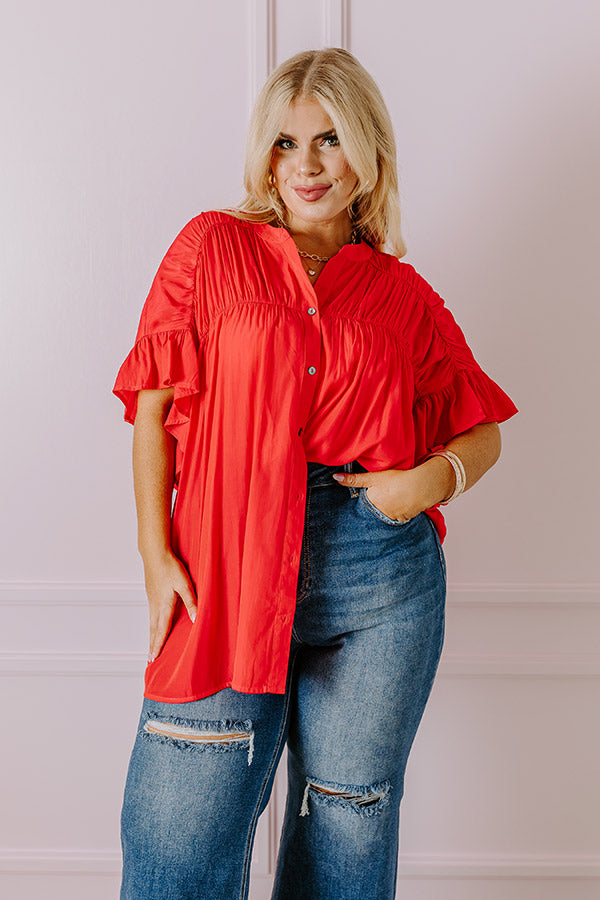 Premium Summer Breeze Shift Top - Red Curves | Flowy & Flattering