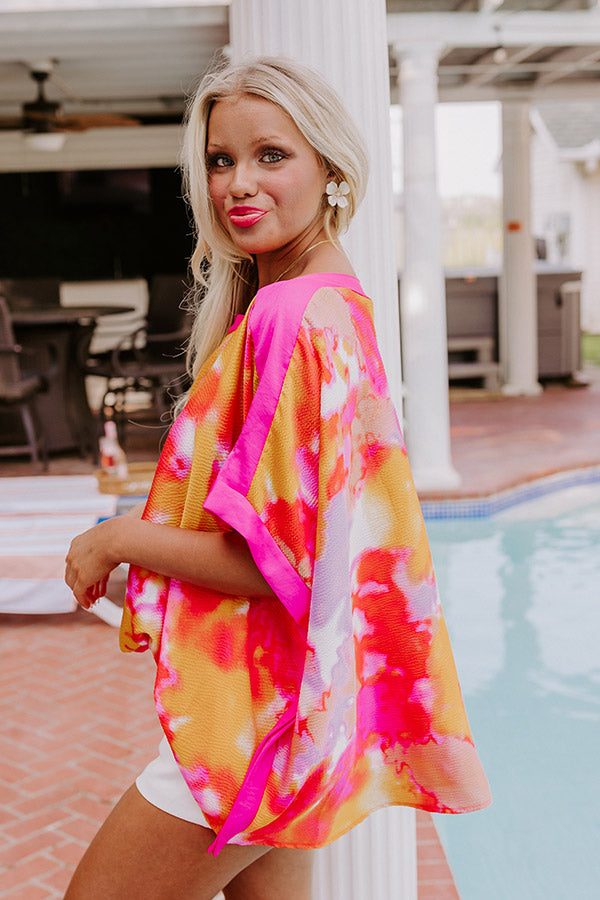 Premium Bellinis Summer Caftan Top in Vibrant Pink