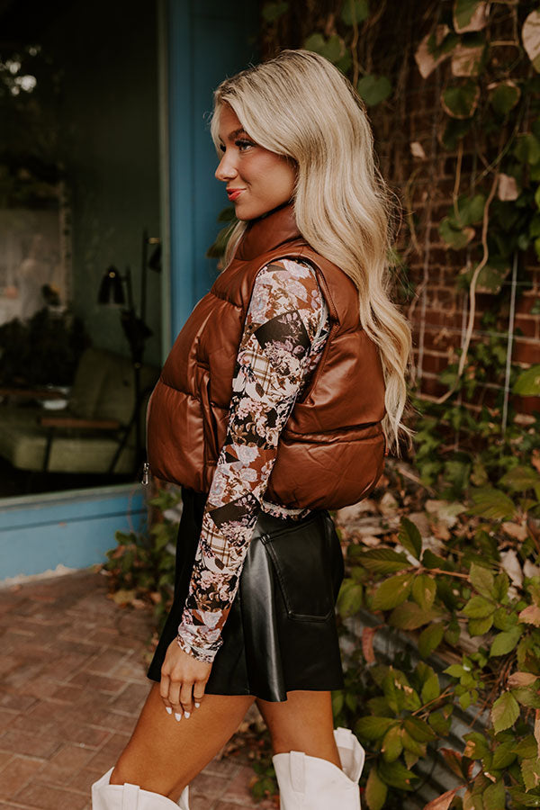 Premium Urban Outing Faux Leather Puffer Vest in Chocolate - Ultimate Street Style Upgrade