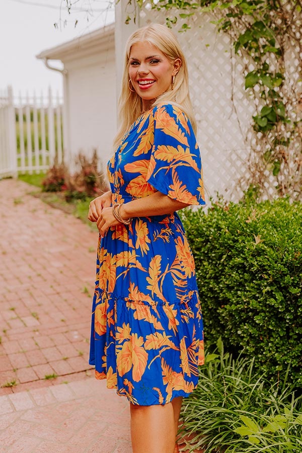 Ultimate Cruise Ready Floral Mini Dress - Royal Blue Elegance