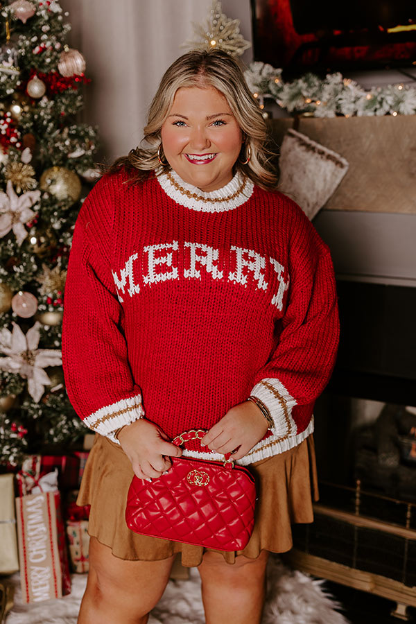 Premium Holiday Vibes Knit Sweater - Merry Red Curves