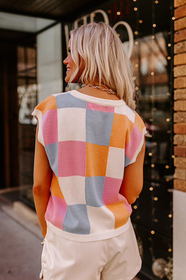 Premium Cinnamon Lane Sweater Vest - Cream Patchwork Style