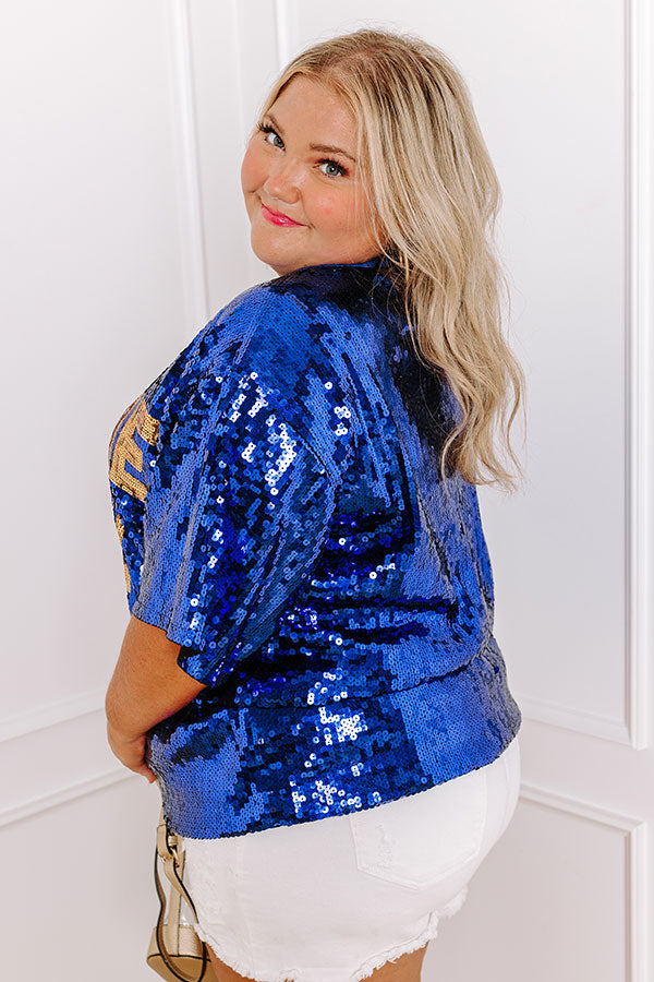 Ultimate Gameday Sequin Tunic - Blue Curves