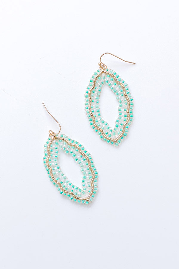 Ultimate Elegance: Mint Beaded Scalloped Earrings