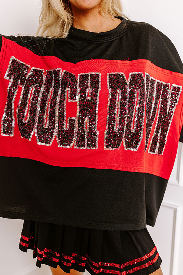 Ultimate Game Day Sequin Oversized Tee - Black