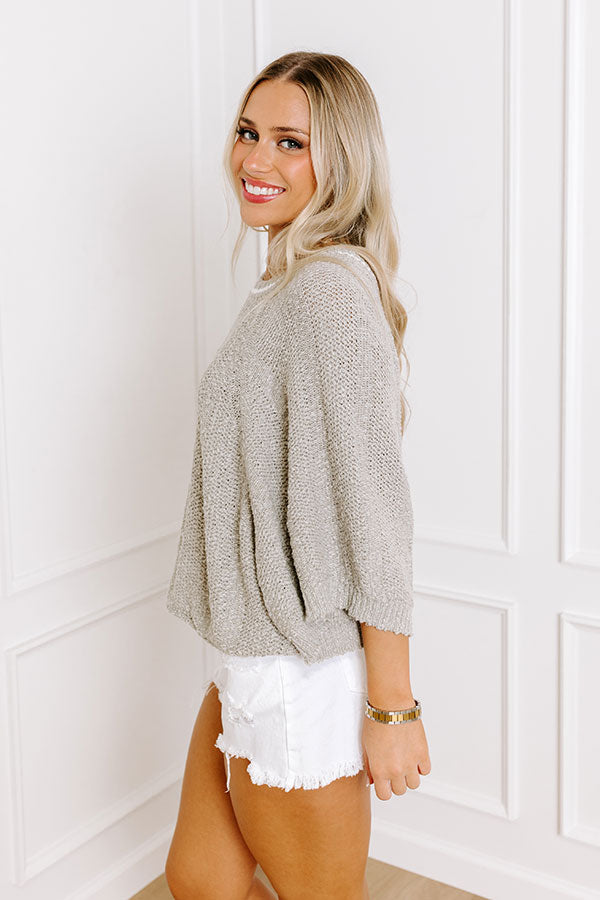 Premium St. Augustine Brunch Knit Sweater Top - Grey