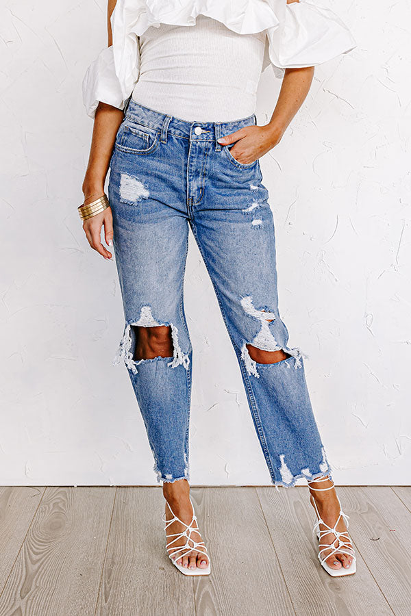 Premium Beatriz High Waist Distressed Straight Leg Jean - Ultimate Style Upgrade