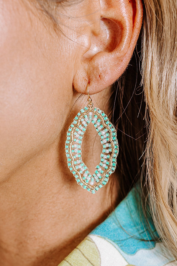 Ultimate Elegance: Mint Beaded Scalloped Earrings