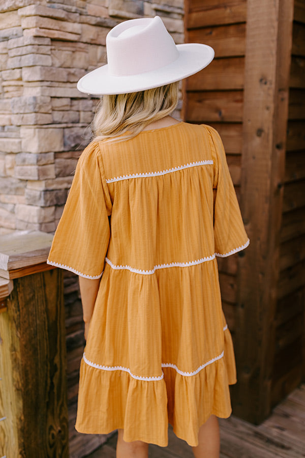Ultimate Mustard Tiered Mini Dress - Simply Lovely
