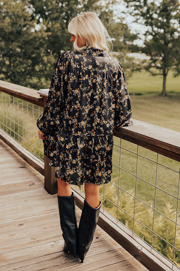 Premium Chrysanthemum Whisper Floral Mini Dress