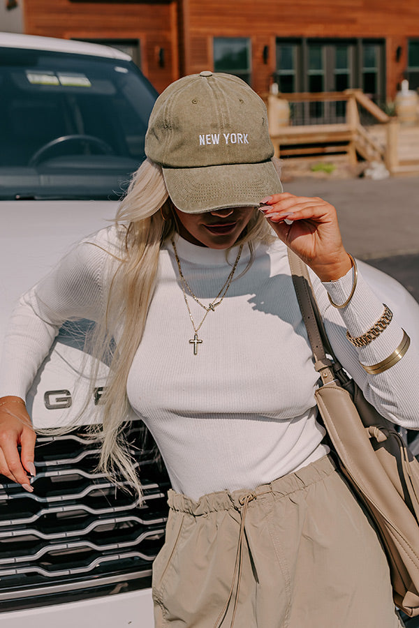 Premium New York Embroidered Baseball Cap - Sage Green