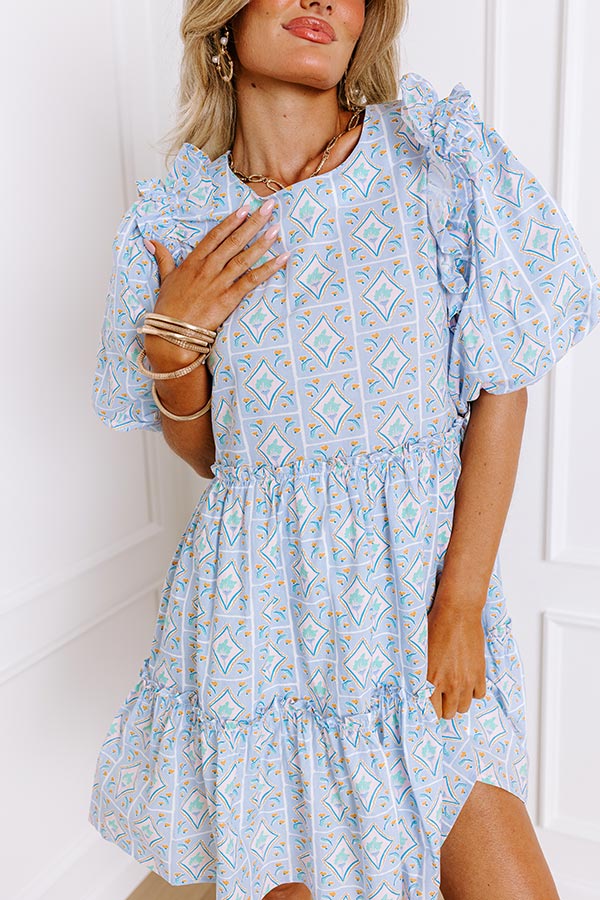 Ultimate Sunday Brunch Dress - Light Blue Ruffle Mini Dress