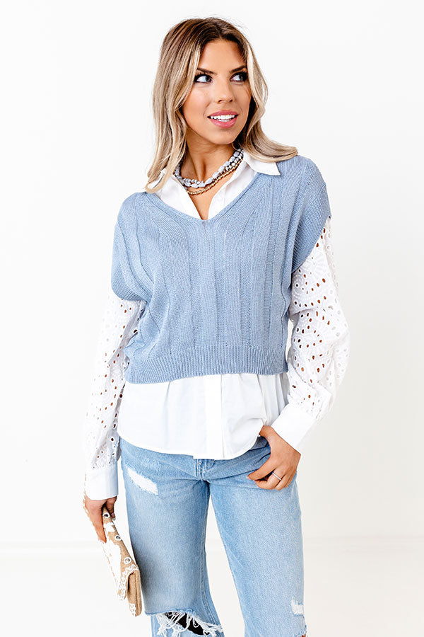 Premium Moonlit Bay Knit Top - Airy Blue Edition