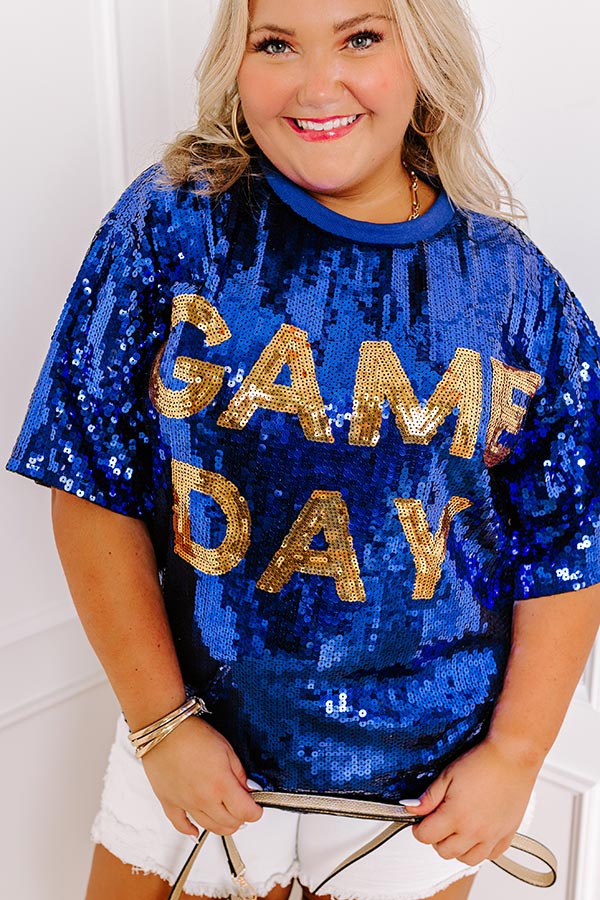 Ultimate Gameday Sequin Tunic - Blue Curves