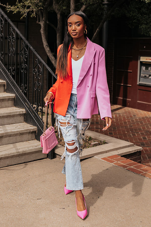 Premium Color Block Blazer for Memorable Meetings