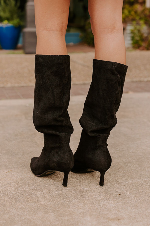 Premium Sadie Faux Suede Boots - Ultimate Black Edition