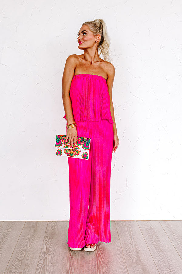 Premium Share The Love Pleated Jumpsuit - Hot Pink