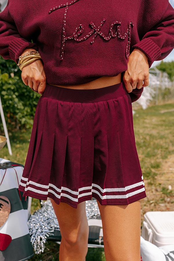 Ultimate Pep Squad High Waist Pleated Skort - Maroon