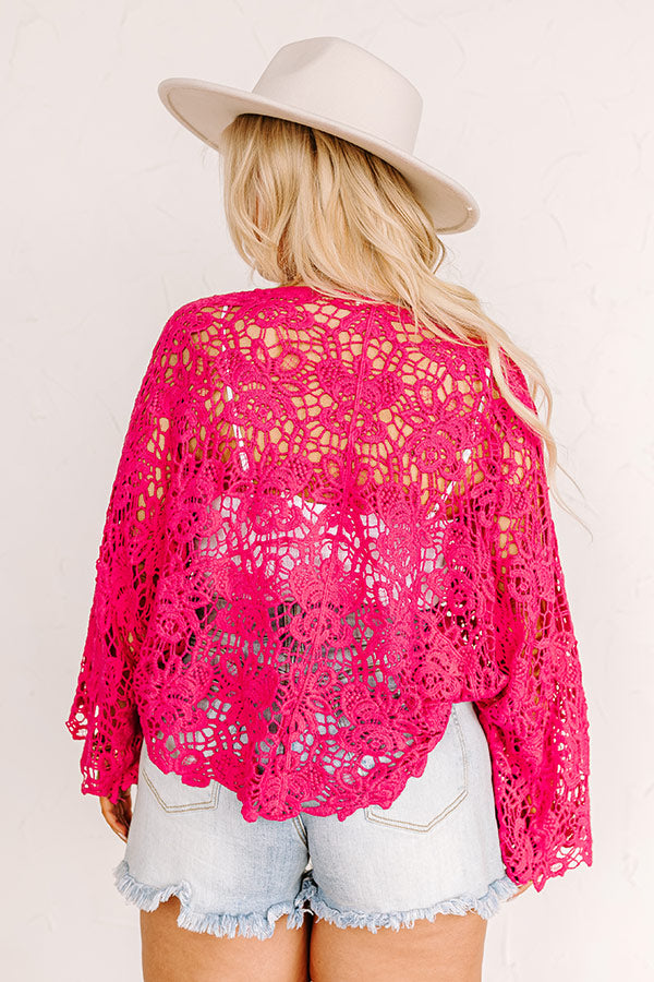 Ultimate Crochet Front Tie Top - Hot Pink Curves