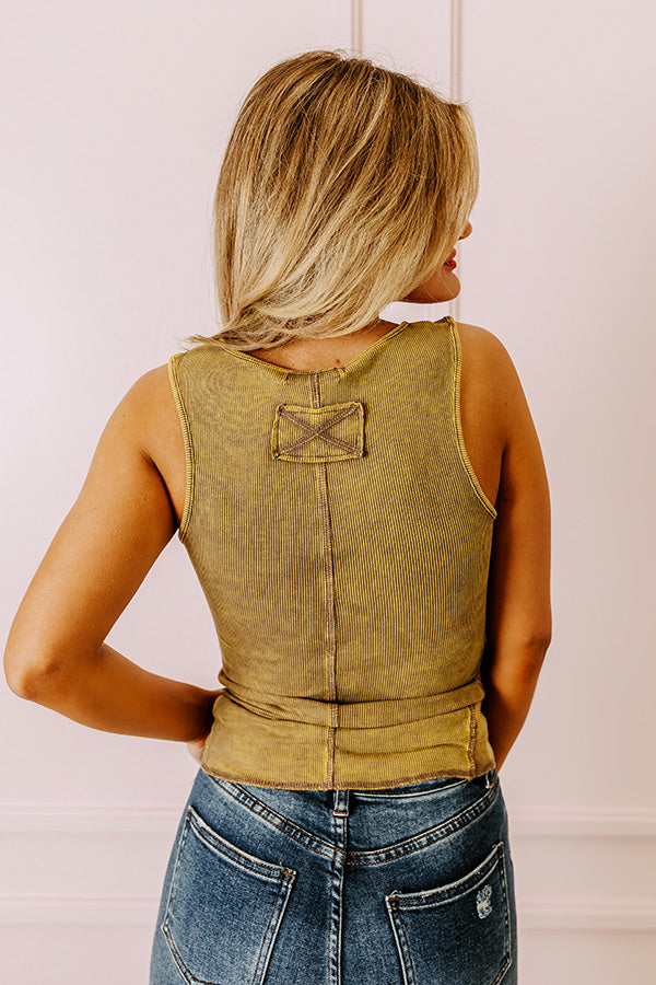 Premium Mustard Ribbed Tank Top - Summer Essential