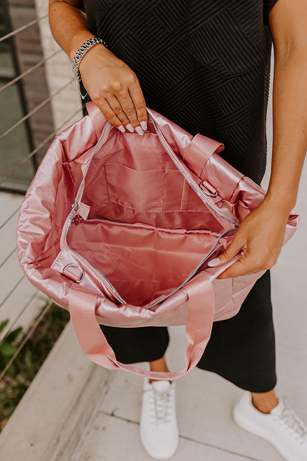 Premium Weekend Getaway Puffer Tote - Stylish Pink Edition