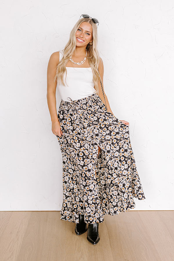 Boho Chic Maxi Skirt with Floral Print