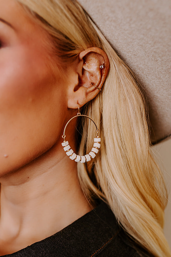 Premium Coastal Caravan Hoop Earrings in Ivory