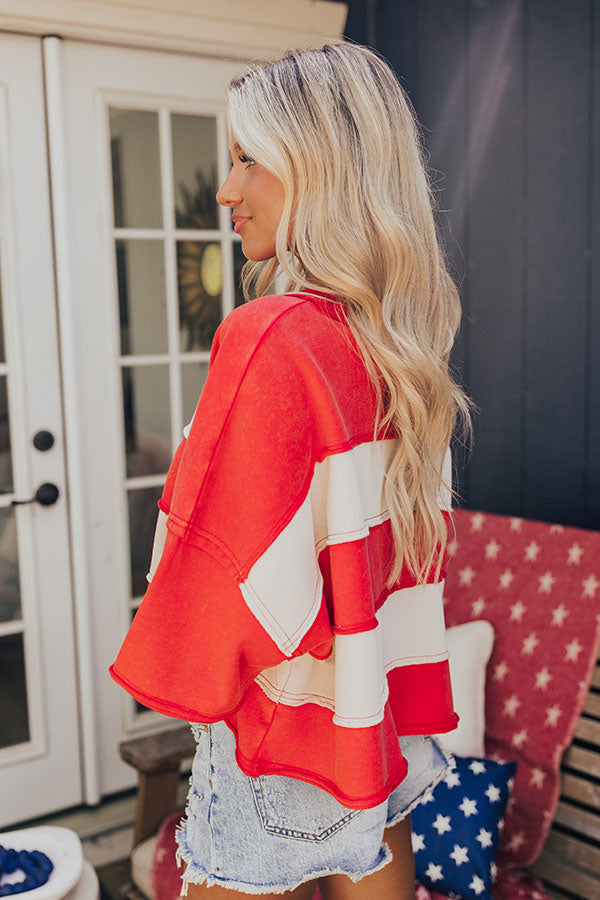 Premium Stripes & Sparklers Vintage Wash Tee - Red