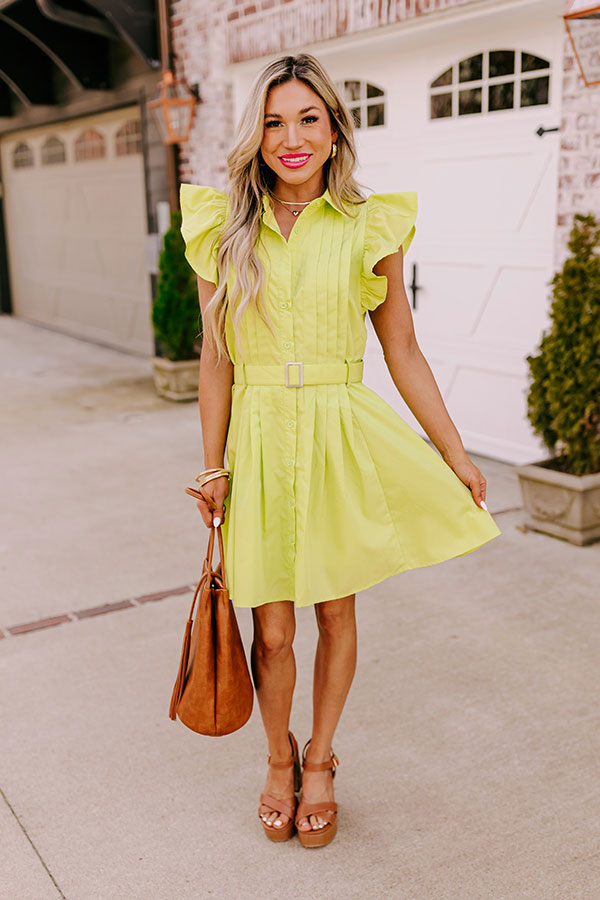 Premium Lime Punch Ruffle Mini Dress - Ultimate Summer Style