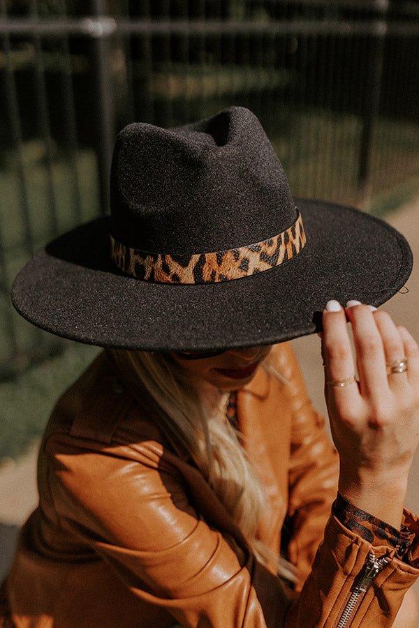 Ultimate Black Felt Hat with Leopard Print Band