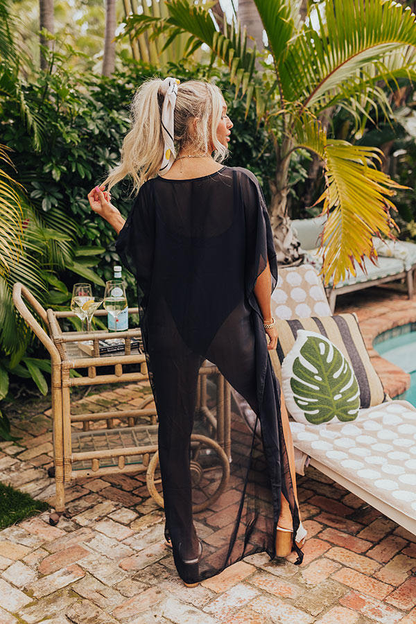 Premium Seaside Elegance Black Chiffon Cover-Up