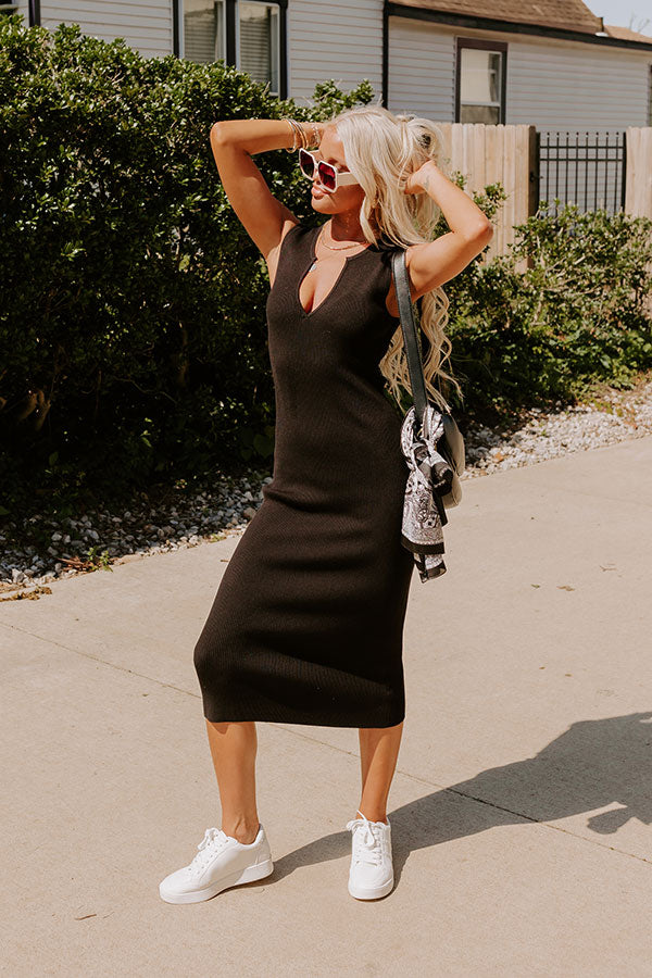 Ultimate Manhattan Stroll Ribbed Midi Dress