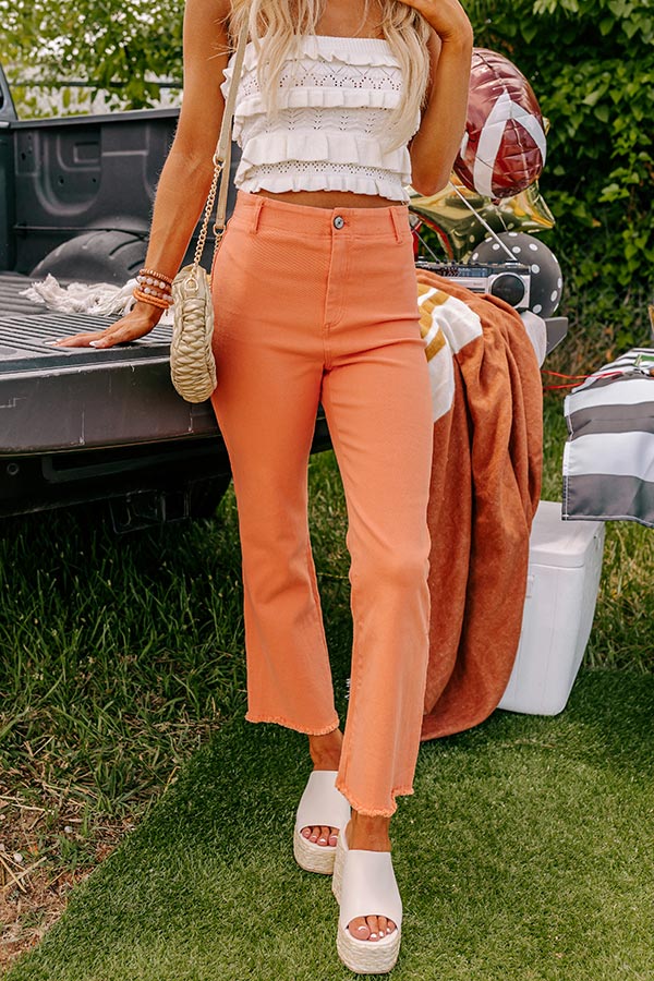 Premium Quinn High-Waist Flare Jeans in Vibrant Orange