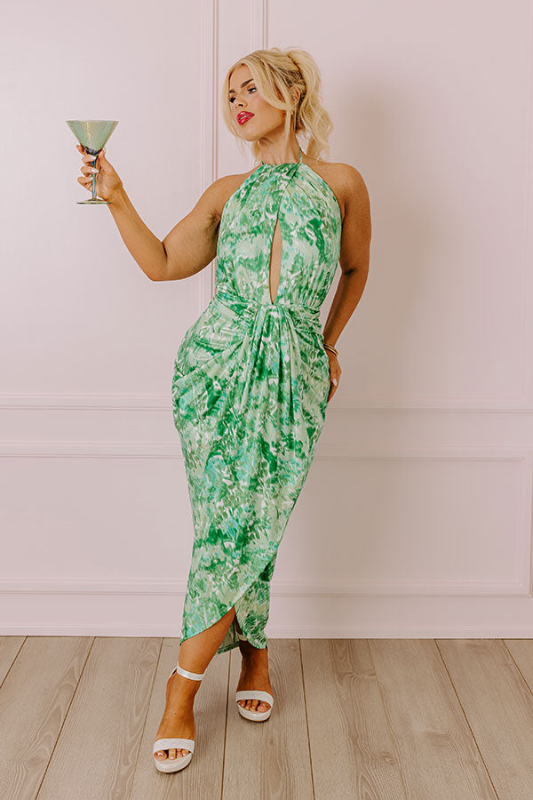 Premium Green Curves Midi Dress - Ultimate Margarita Night Essential