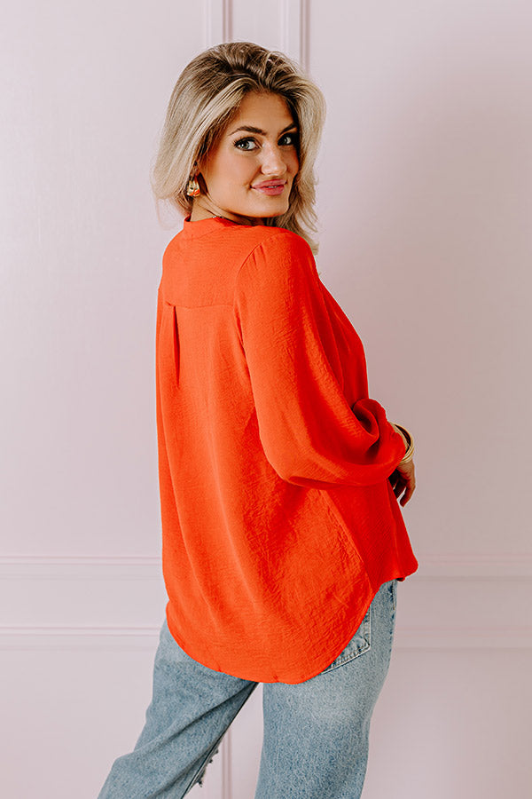 Premium Casual Moment Shift Top - Tangerine Elegance