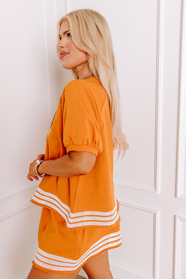 Premium Sideline Social Embroidered Top - Rust Curves Edition