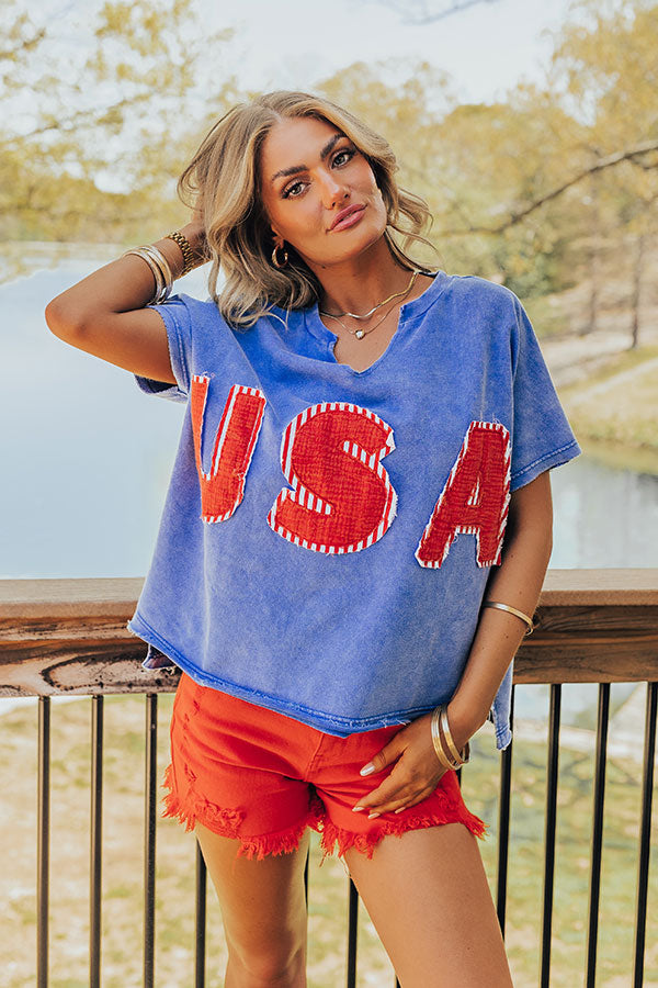 Premium Vintage USA Wash Top - Blue