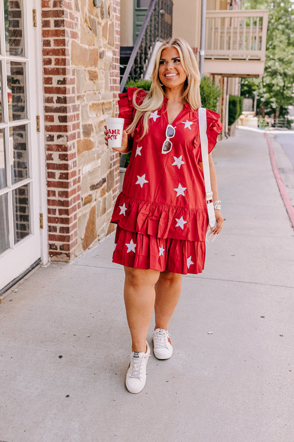 Ultimate Game Day Ruffle Mini Dress - Crimson Curves Collection